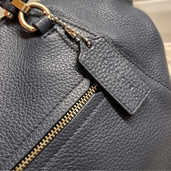 💼Coach Navy Leather Tote Bag and Strap 10 x 8 1/4 x 3 1/2 - Picture 4 of 6